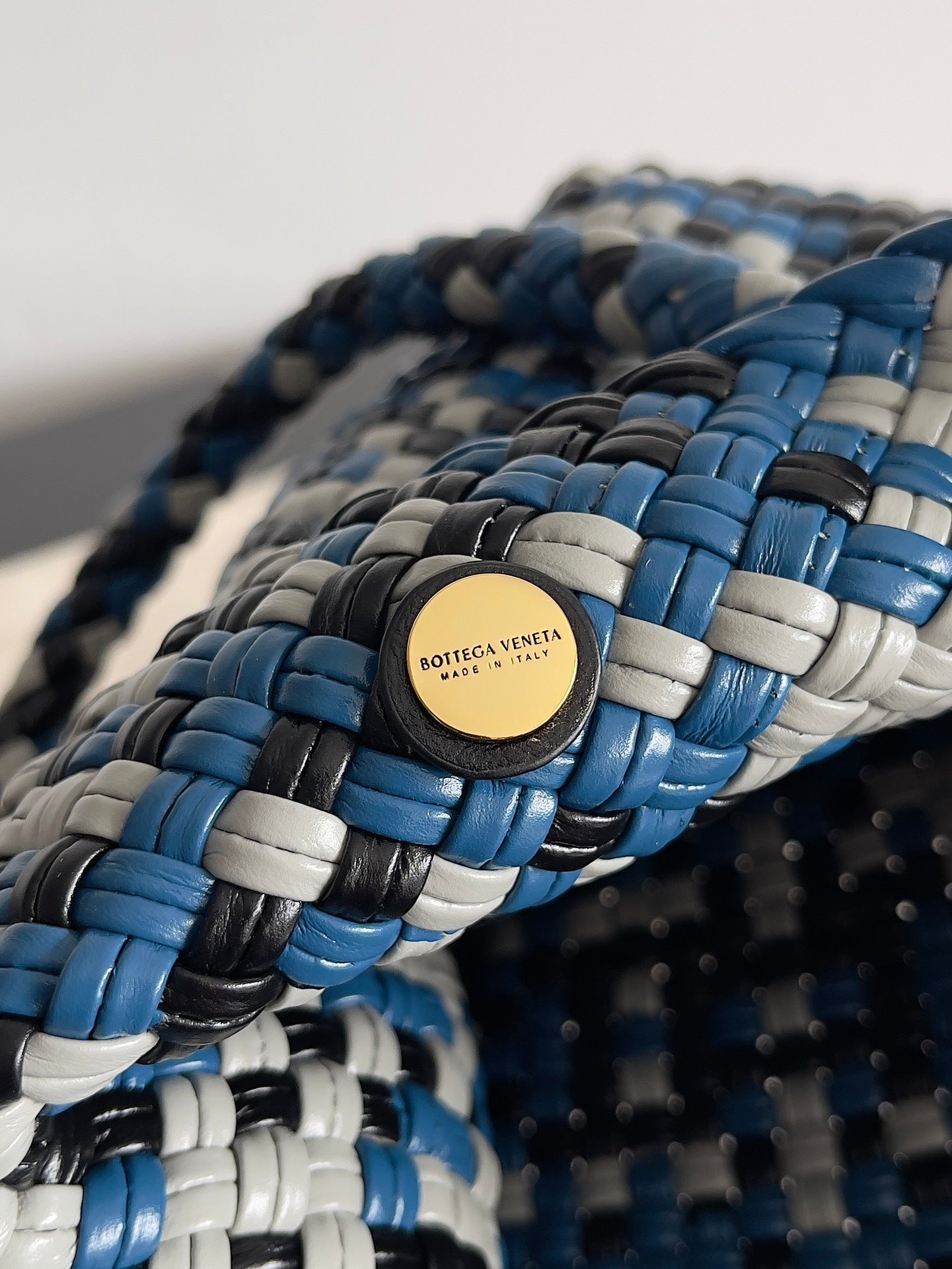 TOSCA SHOULDER BAG 27 IN BLUE MIX BLACK AND WHITE LAMBSKIN