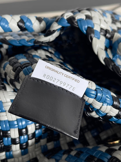 TOSCA SHOULDER BAG 27 IN BLUE MIX BLACK AND WHITE LAMBSKIN