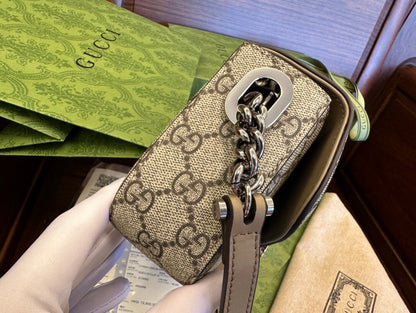 GG MINI 21 CLASSIC SHOULDER BAG IN BEIGE CANVAS