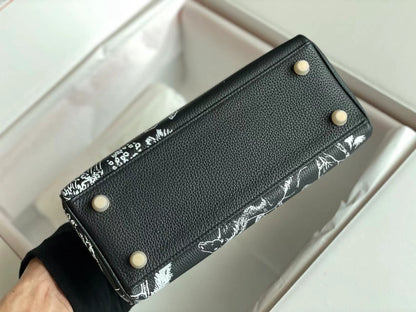 BIRKIN 25 BAG IN BLACK CALFSKIN WITH WHITE STICKER (MADE-TO-ODER)