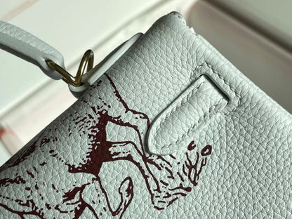 BIRKIN 25 BAG IN WHITE CALFSKIN WITH COLORFUL STICKER 228763 (MADE-TO-ODER)