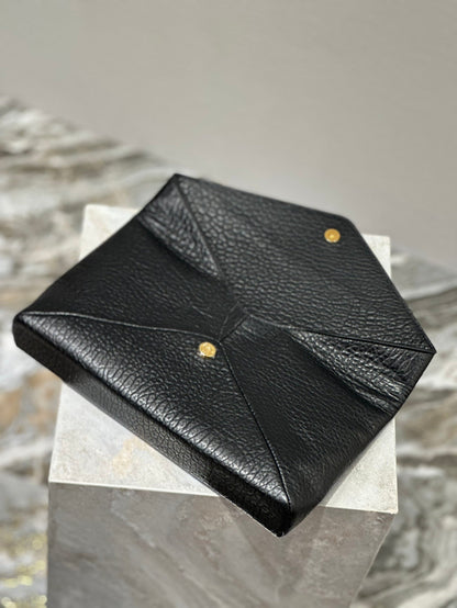 ENVELOPE CLUTCH 29 IN BLACK LAMBSKIN COPPER LOGO