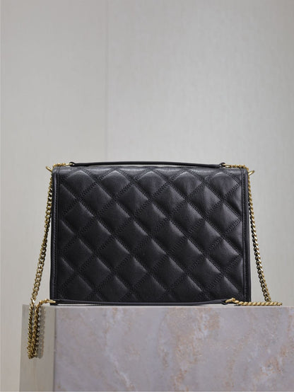 BECKY 26 IN BLACK QUILTED LAMBSKIN GOLD HARDWARE