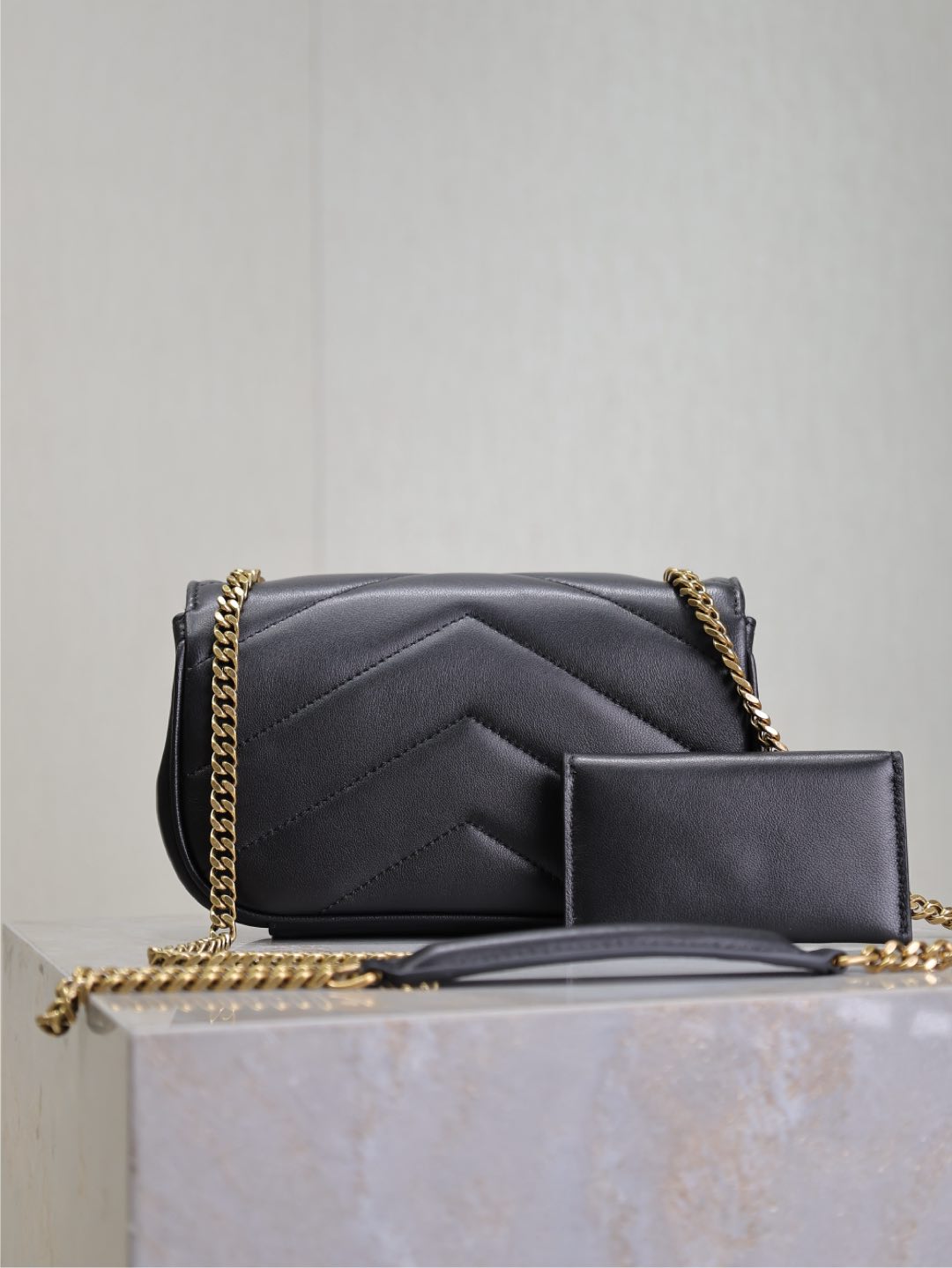 LOULOU MINI 20 IN BLACK SHEEPSKIN GOLD HARDWARE