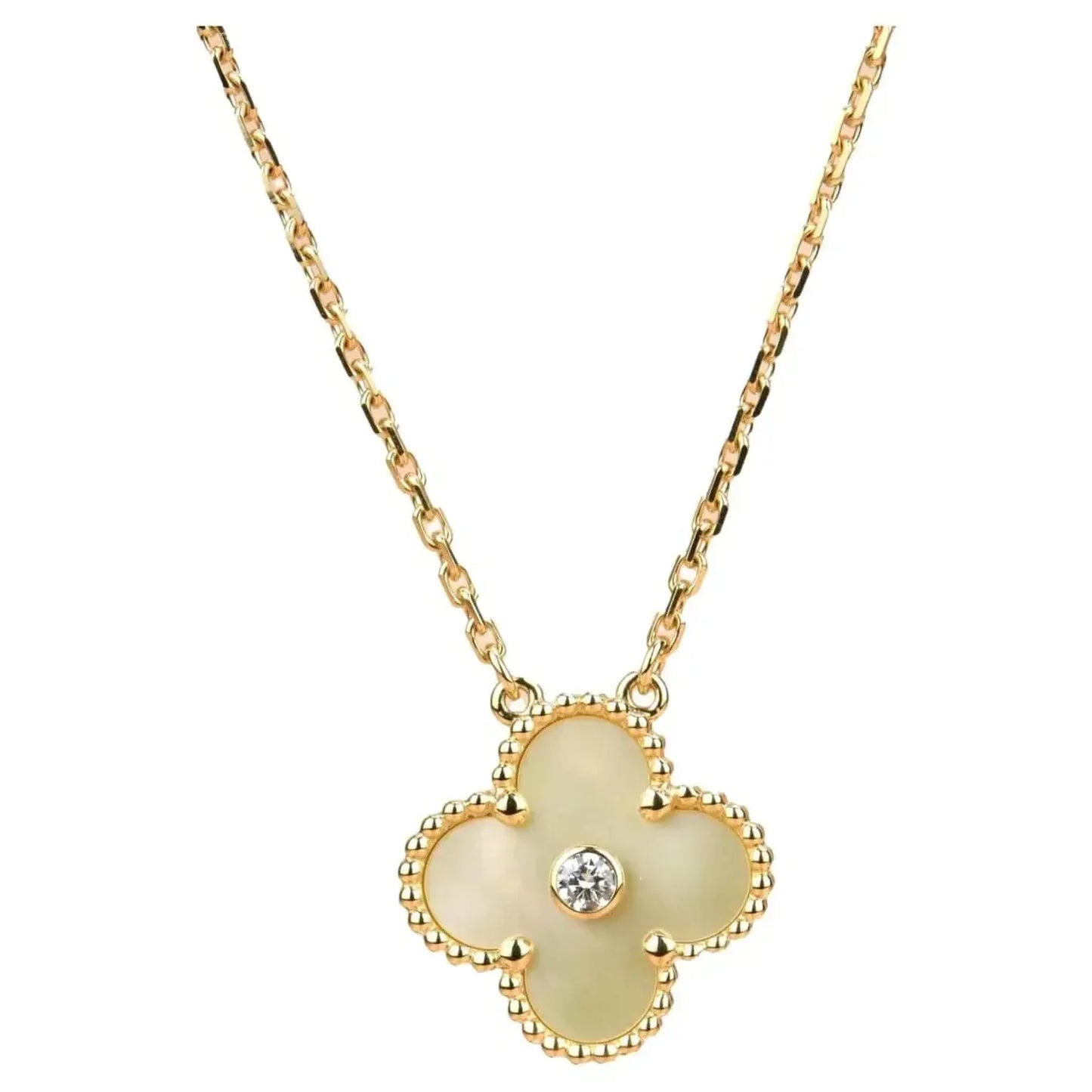 [AURORA]CLOVER 15MM DIAMOND GOLD MOTHER OF PEARL NECKLACE