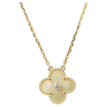[AURORA]CLOVER 15MM DIAMOND GOLD MOTHER OF PEARL NECKLACE
