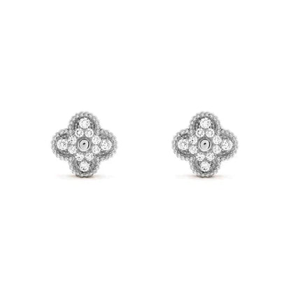 [AURORA]CLOVER 1 MOTIFS DIAMOND STUD EARRINGS SILVER