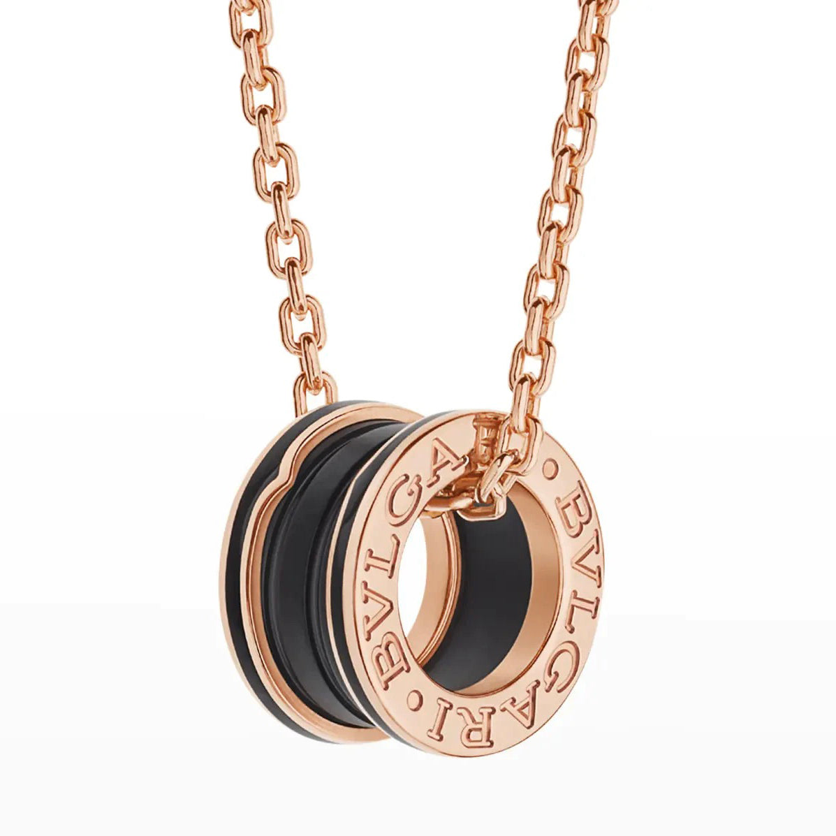 [AURORA]ZERO 1 BLACK CERAMIC PINK GOLD NECKLACE