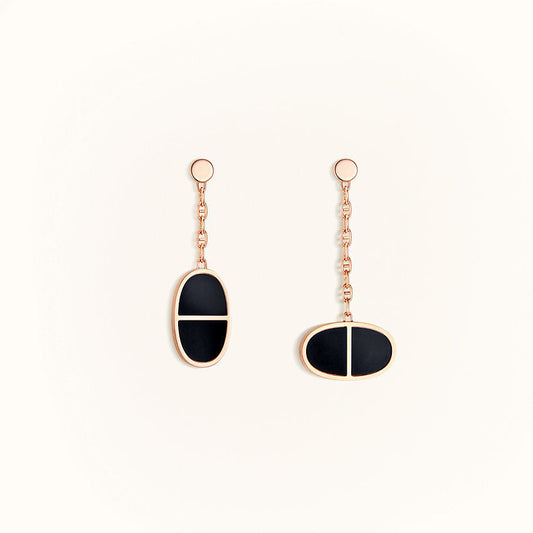 [AURORA]CHAINE VERSO BLACK CERAMIC EARRINGS