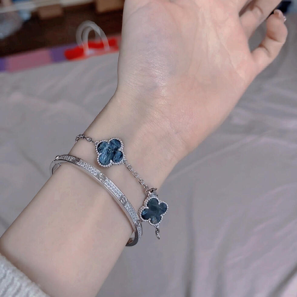 [AURORA]CLOVER 5 MOTIF PIETERSITE SILVER BRACELET