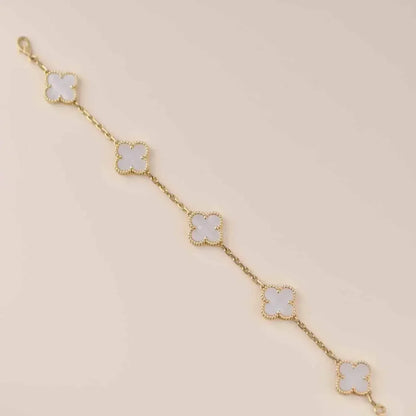 [AURORA]CLOVER  5 MOTIF WHITE MOP BRACELET