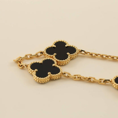 [AURORA]CLOVER  5 MOTIFS BLACK ONYX BRACELET