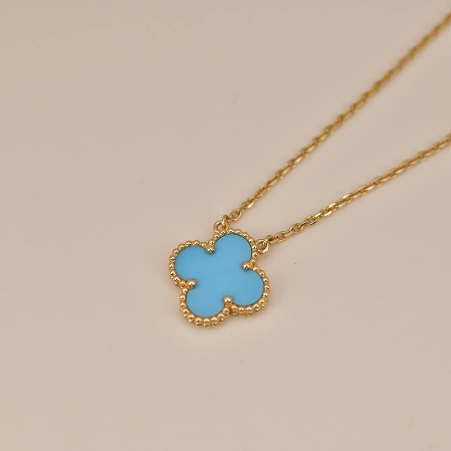 [AURORA]CLOVER 15MM VINTAGE TURQUOISE NECKLACE