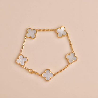 [AURORA]CLOVER  5 MOTIF WHITE MOP BRACELET