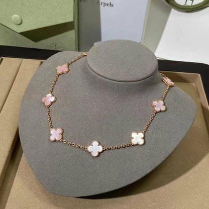 [AURORA]CLOVER 10 MOTIFS PINK MOP NECKLACE