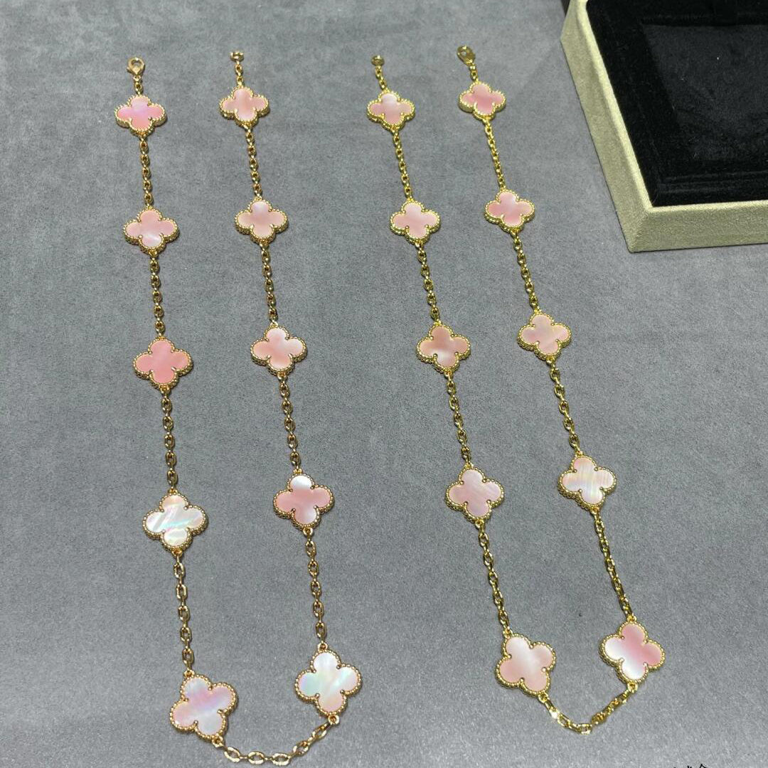 [AURORA]CLOVER 10 MOTIFS PINK MOP NECKLACE