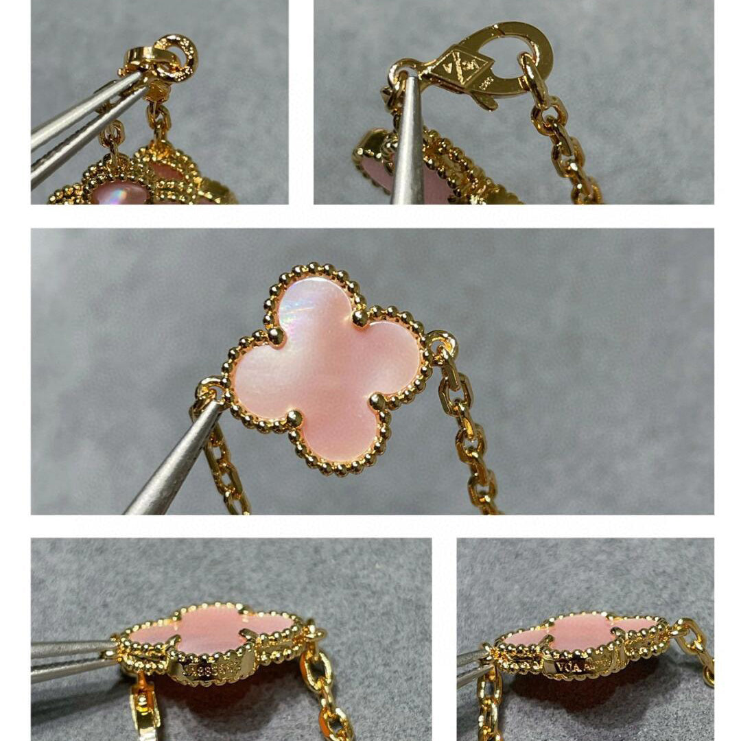 [AURORA]CLOVER 10 MOTIFS PINK MOP NECKLACE