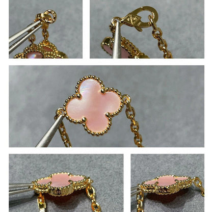 [AURORA]CLOVER 10 MOTIFS PINK MOP NECKLACE