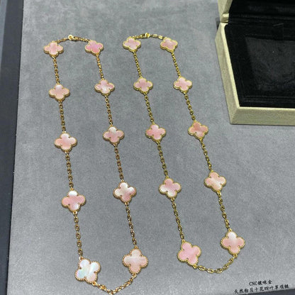 [AURORA]CLOVER 10 MOTIFS PINK MOP NECKLACE
