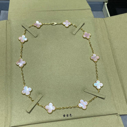 [AURORA]CLOVER 10 MOTIFS PINK MOP NECKLACE