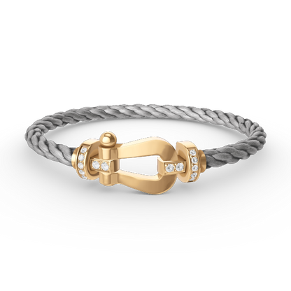 [AURORA]FORCE LARGE HORSESHOE HALF DIAMOND BRACELET GOLD