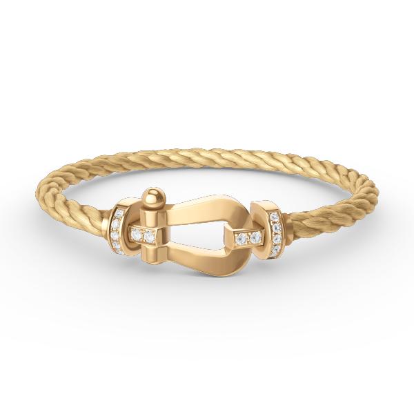[AURORA]FORCE LARGE HORSESHOE HALF DIAMOND BRACELET GOLD