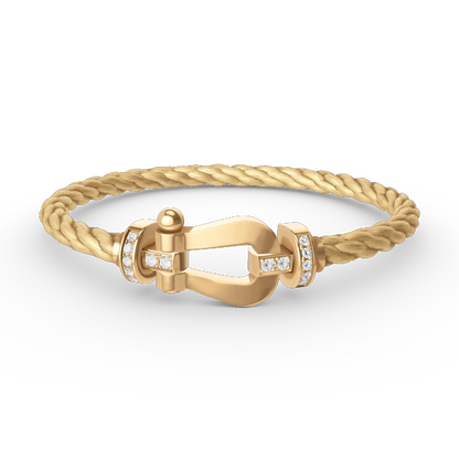[AURORA]FORCE LARGE HORSESHOE HALF DIAMOND BRACELET GOLD