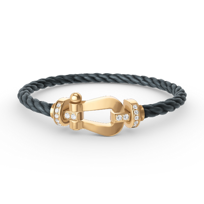 [AURORA]FORCE LARGE HORSESHOE HALF DIAMOND BRACELET GOLD