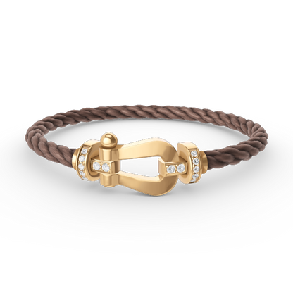 [AURORA]FORCE LARGE HORSESHOE HALF DIAMOND BRACELET GOLD