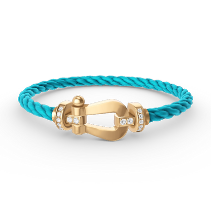 [AURORA]FORCE LARGE HORSESHOE HALF DIAMOND BRACELET GOLD