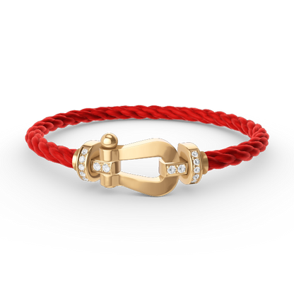[AURORA]FORCE LARGE HORSESHOE HALF DIAMOND BRACELET GOLD