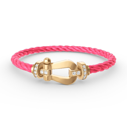 [AURORA]FORCE LARGE HORSESHOE HALF DIAMOND BRACELET GOLD