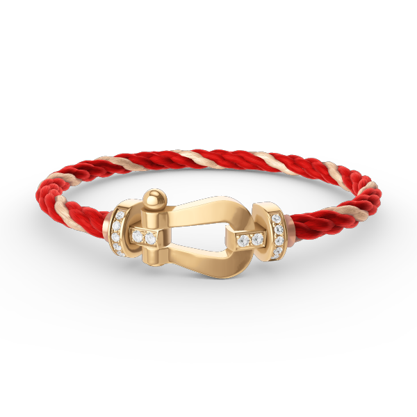 [AURORA]FORCE LARGE HORSESHOE HALF DIAMOND BRACELET GOLD