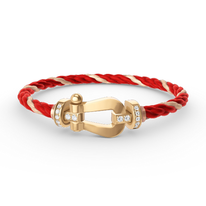 [AURORA]FORCE LARGE HORSESHOE HALF DIAMOND BRACELET GOLD