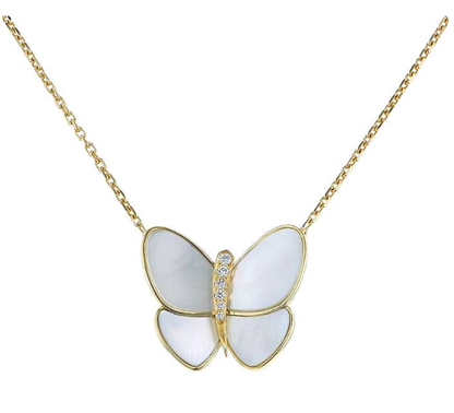 [AURORA]BUTTERFLY GOLD MOP DIAMOND NECKLACE