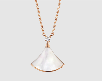 [AURORA]DREAM NECKLACE WHITE MOP PINK GOLD 1 DIAMOND
