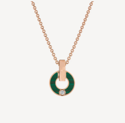 [AURORA]GARI NECKLACE PINK GOLD MALACHITE