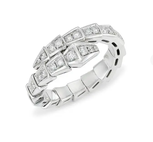 [AURORA]SERPENTI RING SILVER DIAMOND PAVED 4MM