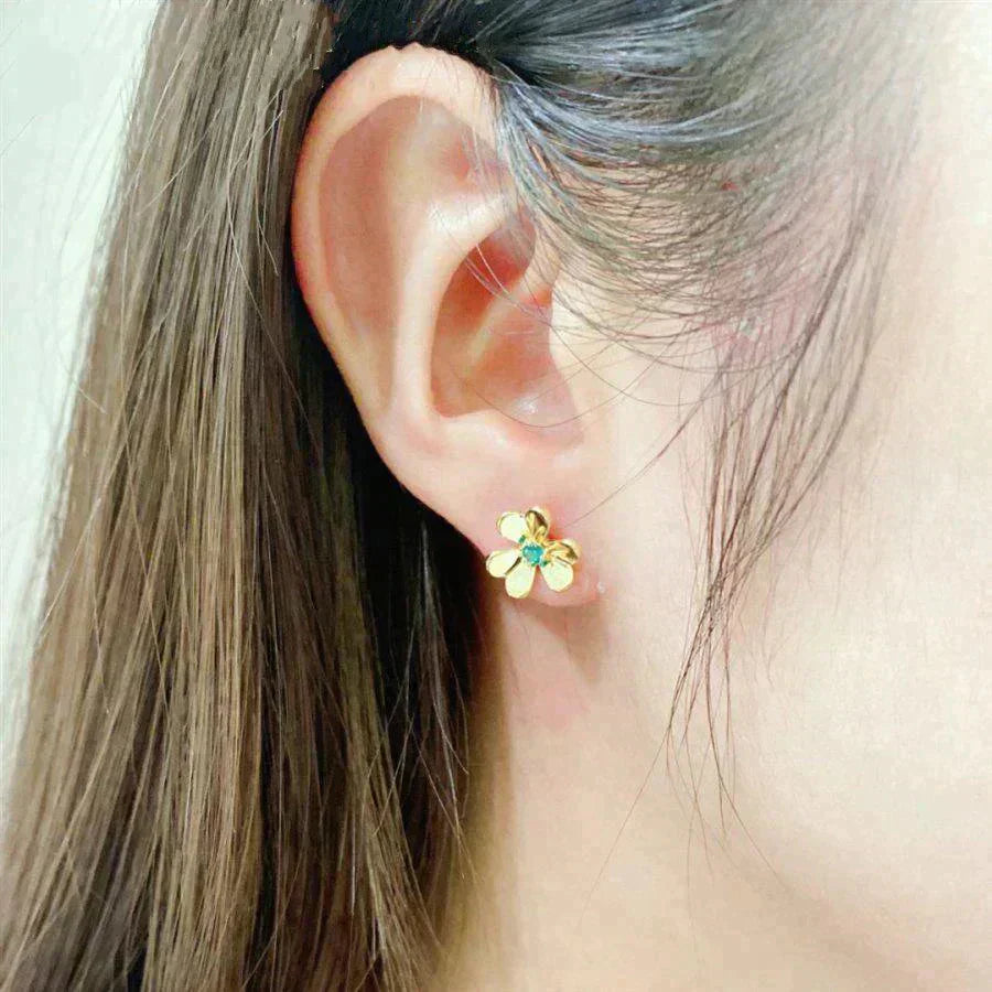 [AURORA]FRIVOLE  FLOWER MALACHITE EARRINGS