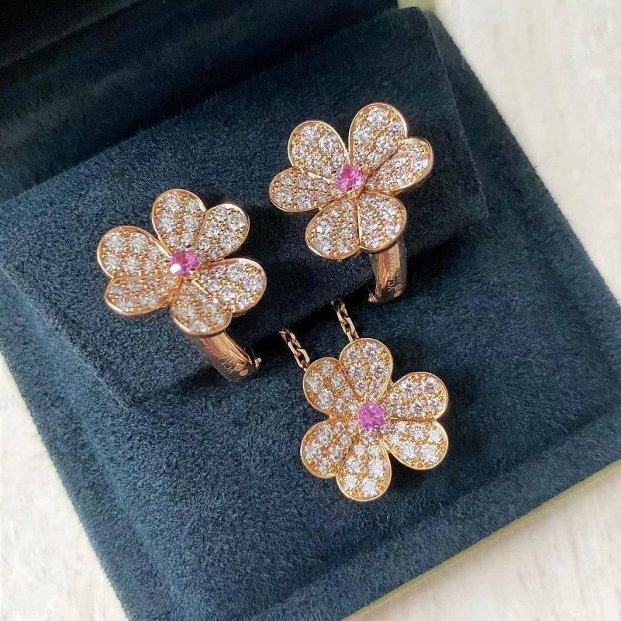 [AURORA]FRIVOLE ROSE GOLD FLOWER DIAMOND NECKLACE