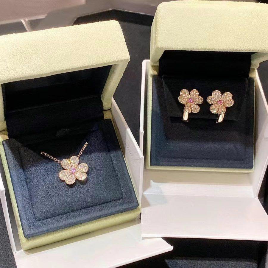 [AURORA]FRIVOLE PINK GOLD FLOWER DIAMOND EARRINGS