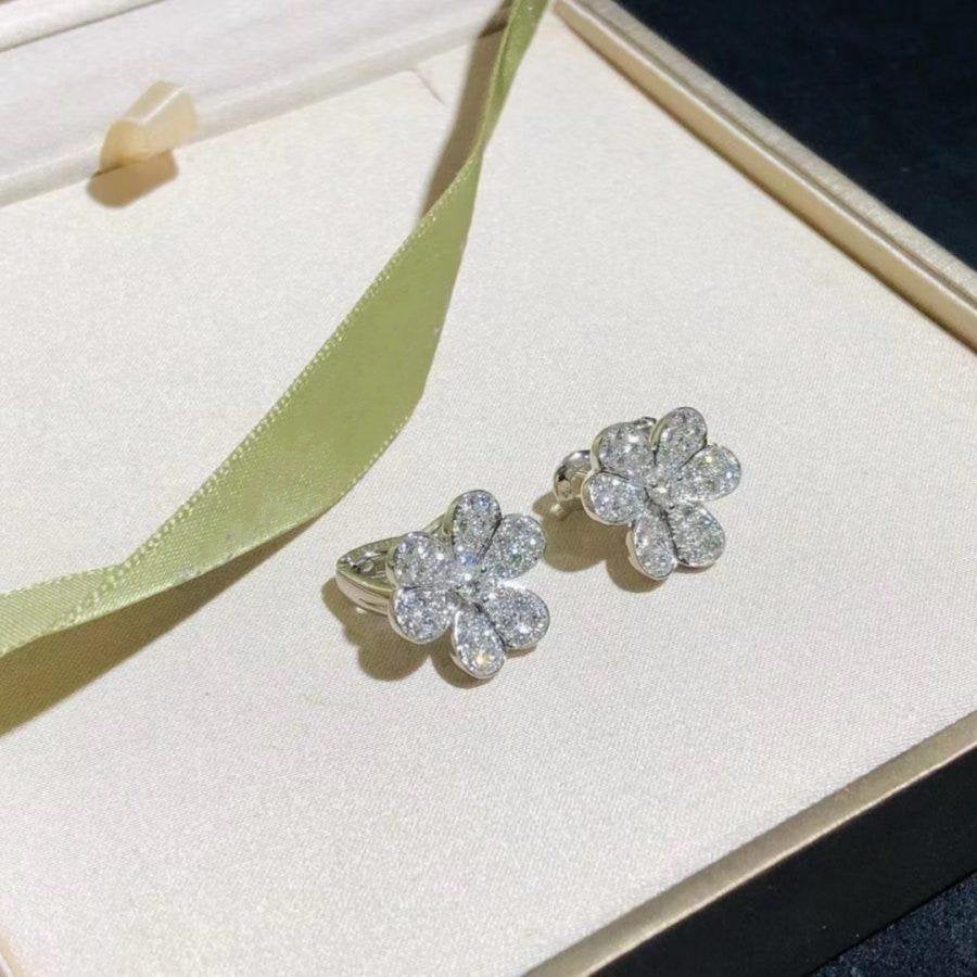 [AURORA]FRIVOLE SILVER FLOWER DIAMOND EARRINGS