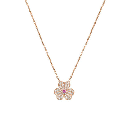 [AURORA]FRIVOLE ROSE GOLD FLOWER DIAMOND NECKLACE