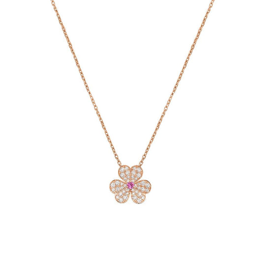 [AURORA]FRIVOLE ROSE GOLD FLOWER DIAMOND NECKLACE