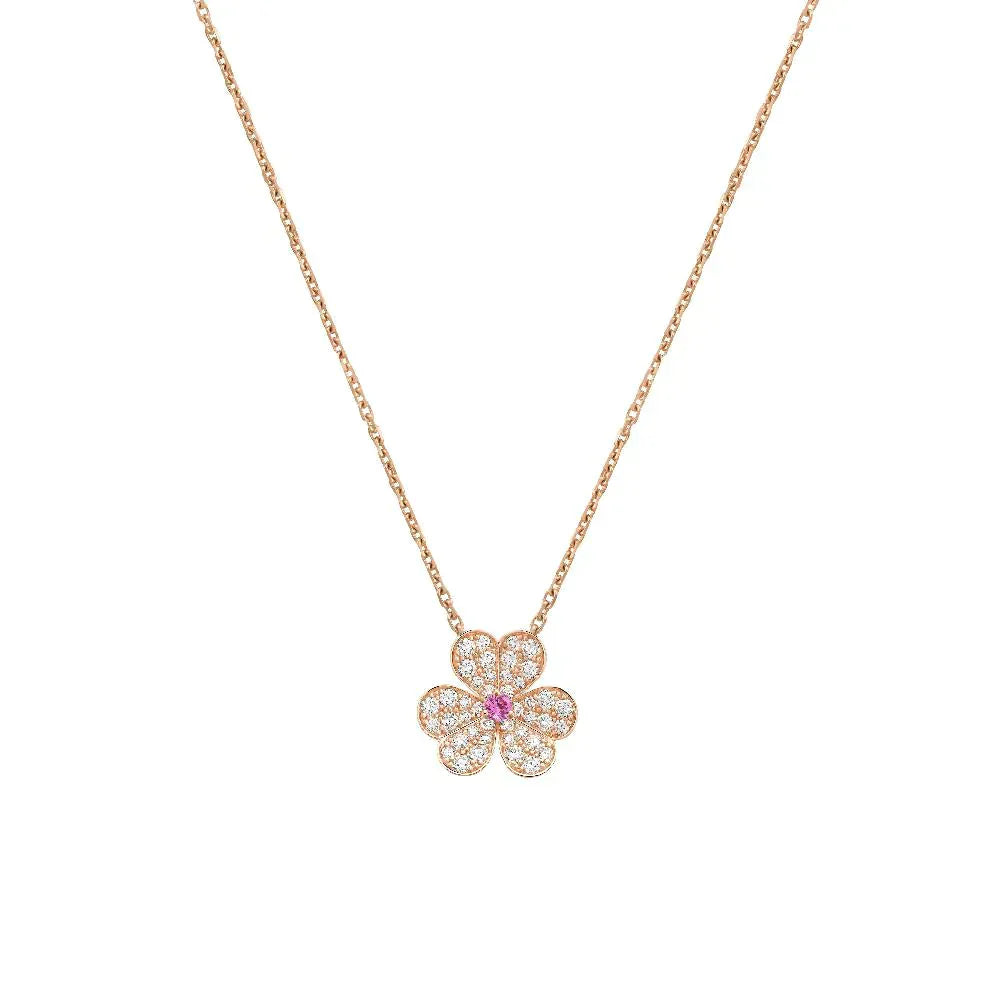 [AURORA]FRIVOLE ROSE GOLD FLOWER DIAMOND NECKLACE