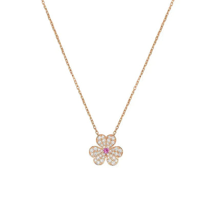 [AURORA]FRIVOLE ROSE GOLD FLOWER DIAMOND NECKLACE