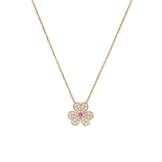 [AURORA]FRIVOLE ROSE GOLD FLOWER DIAMOND NECKLACE