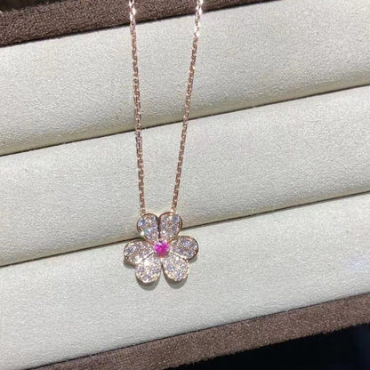 [AURORA]FRIVOLE ROSE GOLD FLOWER DIAMOND NECKLACE