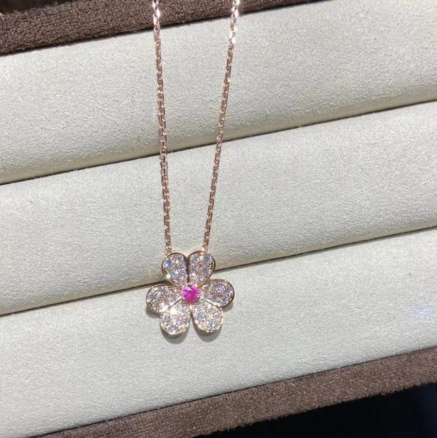 [AURORA]FRIVOLE ROSE GOLD FLOWER DIAMOND NECKLACE