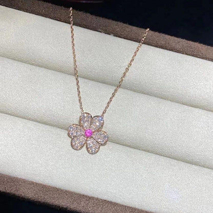 [AURORA]FRIVOLE ROSE GOLD FLOWER DIAMOND NECKLACE